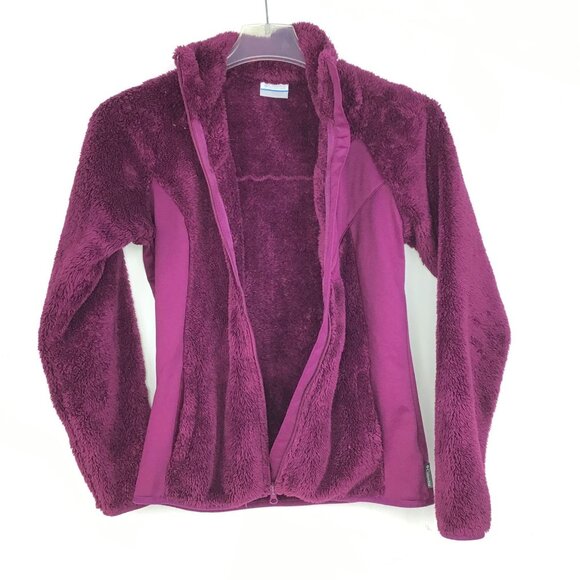 Columbia Womens S Raspberry By the Lake Plush Teddy Bear Fleece Zip Up Jacket - Picture 4 of 12